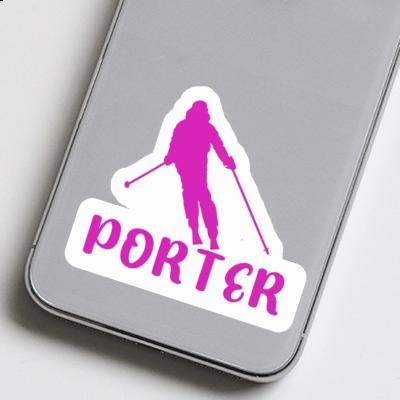 Skifahrerin Sticker Porter Laptop Image