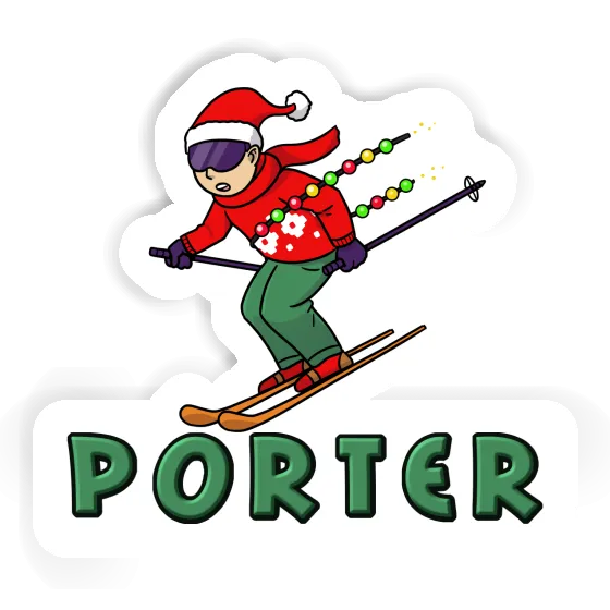 Porter Autocollant Skieur de Noël Image