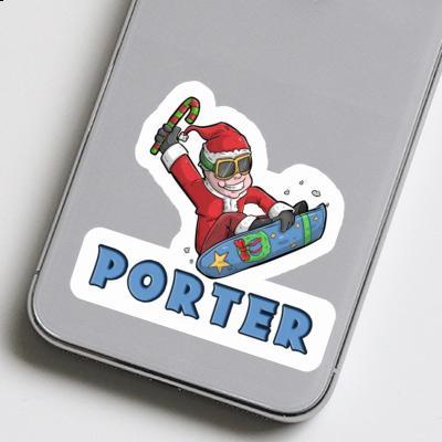 Autocollant Snowboarder de Noël Porter Gift package Image