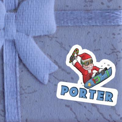 Sticker Weihnachts-Snowboarder Porter Image