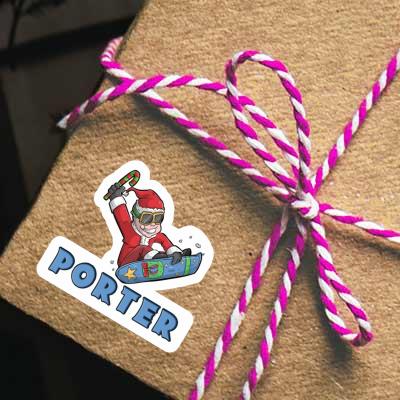 Sticker Porter Christmas Snowboarder Gift package Image