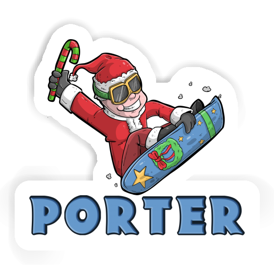 Sticker Porter Christmas Snowboarder Gift package Image