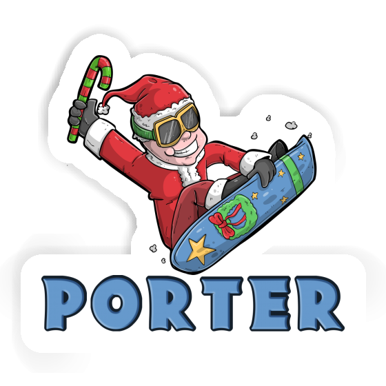 Sticker Porter Christmas Snowboarder Laptop Image