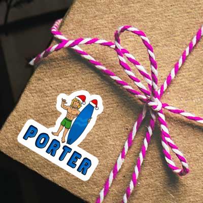Autocollant Surfeur de Noël Porter Gift package Image