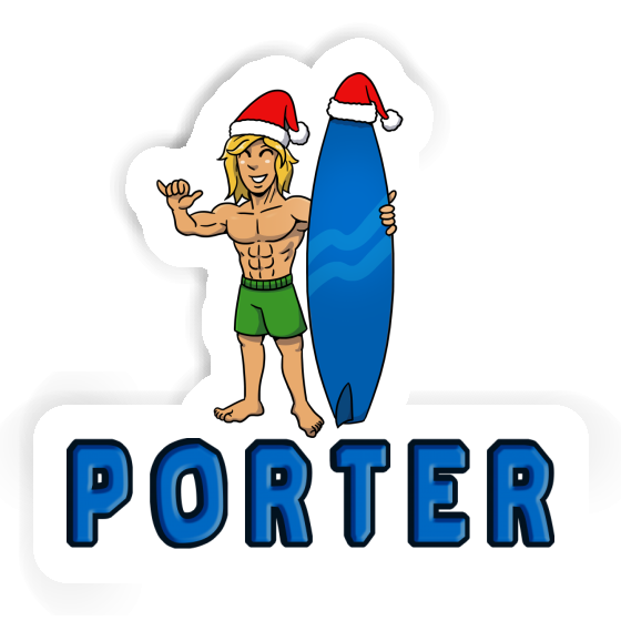 Autocollant Surfeur de Noël Porter Gift package Image