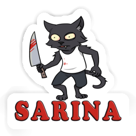 Chat psychopathe Autocollant Sarina Image