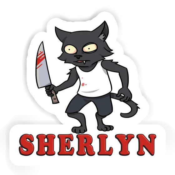 Sticker Sherlyn Psycho Cat Laptop Image