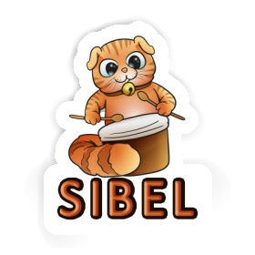 Sticker Drummer Cat Sibel Image