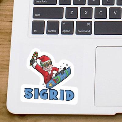 Sticker Christmas Snowboarder Sigrid Notebook Image