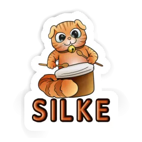 Drummer Cat Sticker Silke Image