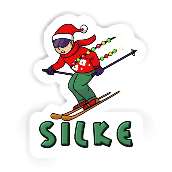 Christmas Skier Sticker Silke Laptop Image