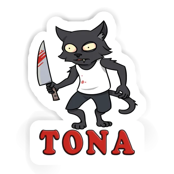 Sticker Tona Psycho Cat Laptop Image