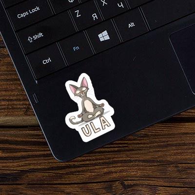 Sticker Yoga-Katze Ula Laptop Image