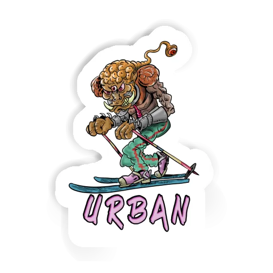 Sticker Telemark Skier Urban Laptop Image