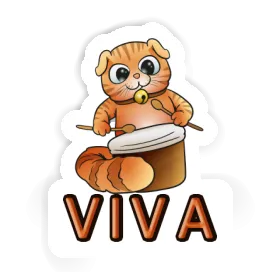 Sticker Drummer Cat Viva Image