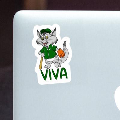 Sticker Baseball-Katze Viva Laptop Image