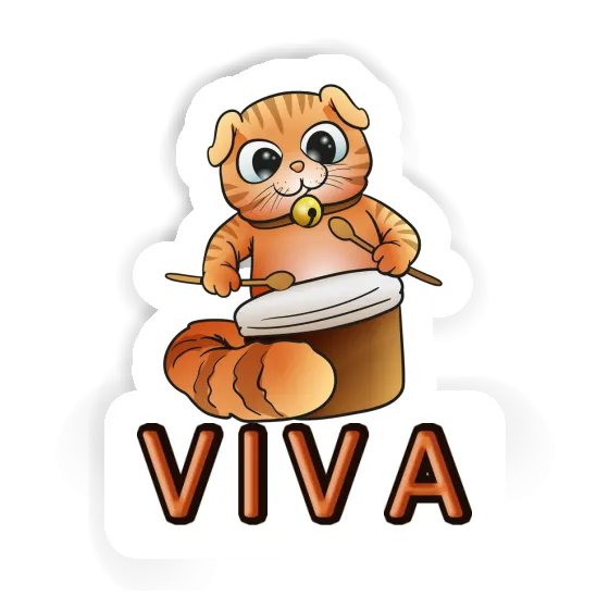 Sticker Drummer Cat Viva Laptop Image