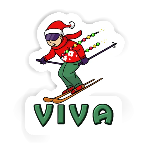 Christmas Skier Sticker Viva Laptop Image