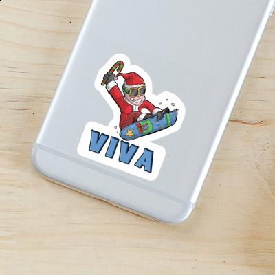 Sticker Viva Christmas Snowboarder Laptop Image