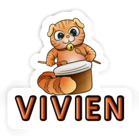 Sticker Vivien Drummer Cat Image