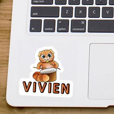 Sticker Vivien Drummer Cat Notebook Image