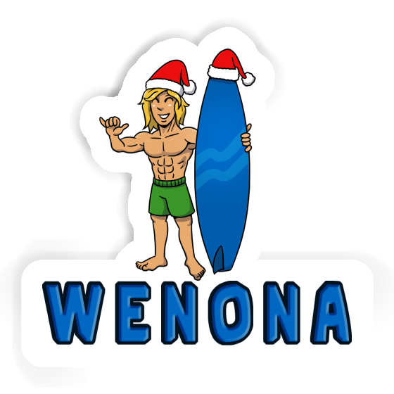 Wenona Sticker Christmas Surfer Laptop Image