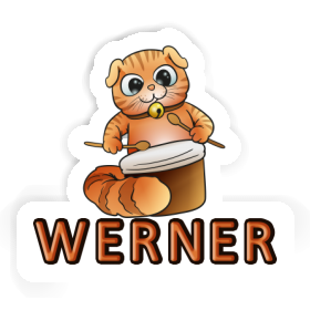 Trommler-Katze Aufkleber Werner Image