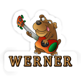 Guitar Dog Sticker Werner Image