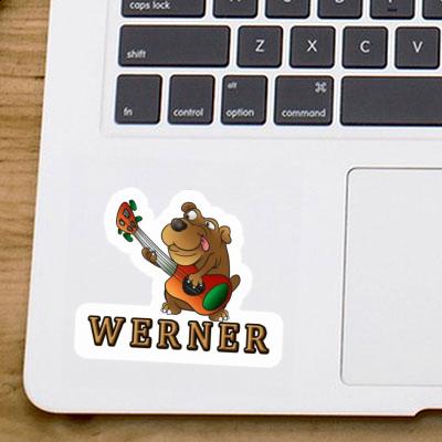 Guitar Dog Sticker Werner Laptop Image