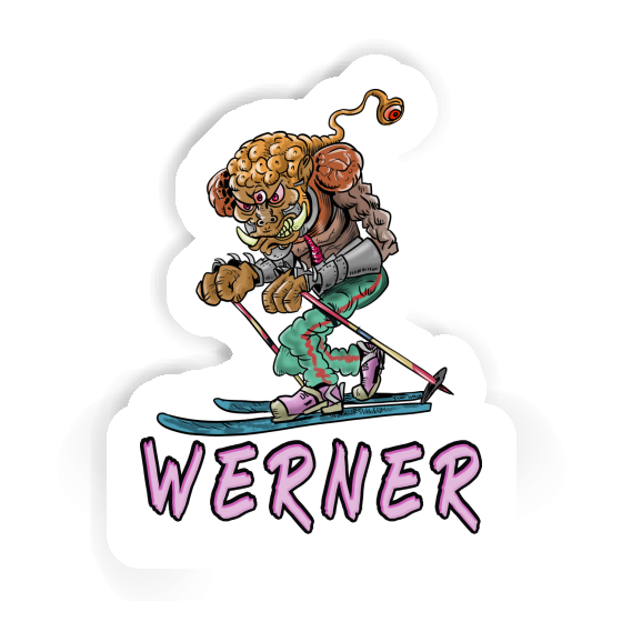 Skieur de télémark Autocollant Werner Notebook Image
