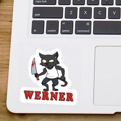 Werner Autocollant Chat psychopathe Laptop Image