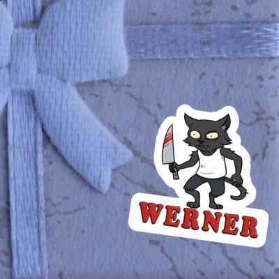 Sticker Psycho Cat Werner Laptop Image